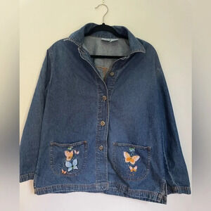 Blair‎ Women's Cotton Embroidered Long Sleeve Button Denim Jacket